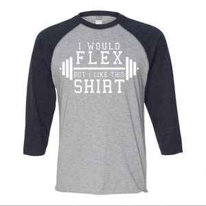 NEW Mens Lat Would Flex But I Like Workout 3/4 Sleeve Baseball Shirt S-2XL